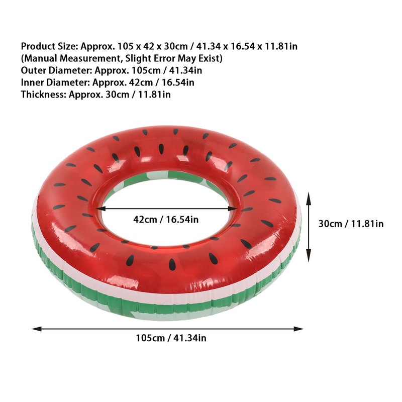 Watermelon Pool Float 16.5in Inner Diameter Inflatable Watermelon Design Eco