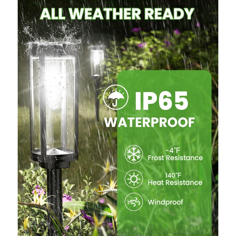 BITPOTT Bright Solar Pathway Lights, 4 Pack Solar Lights Outdoor