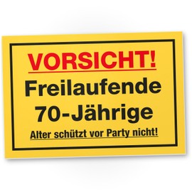 DankeDir! Freilaufende 70-Jährige - Schild 30 x 20 cm - Partydeko Geschenkidee Geburtstagskarte Geburtstagsdeko - 70 Jahre 70. Geburtstag 70er Frauen Geschenk Freundin Geburtstagsgeschenk