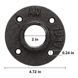 HomiShare Floor Flange 2" Pipe Flange 4Pcs Industrial Malleable Iron Pipe Fittings with 4 Threaded Holes, Industrial Vintage Style Floor Flange for DIY Industrial/Home Decoration(4 Pack, 2")