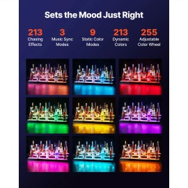 "Acrylic LED Lighted Wine Rack 3-Tier 40-inch Home Bar Shelf Display RF Remote & App Controlled"Default: Default