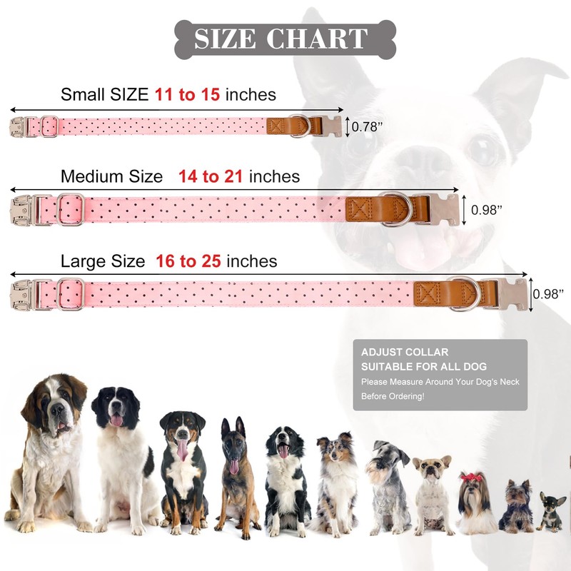 WHIPPY Floral Dog Collar with Quickly Release Metal Buckle Adjustable