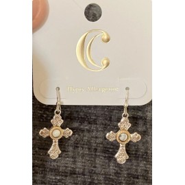 Charming Charlie silver cross earrings dangle NWT