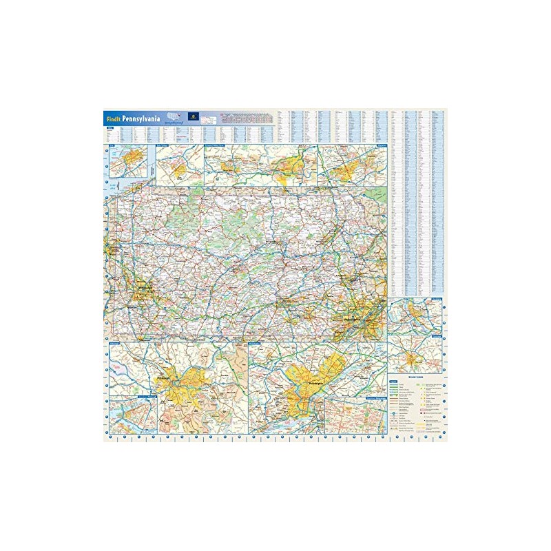 Globe Turner Pennsylvania State Wall Map - 25" x 24"