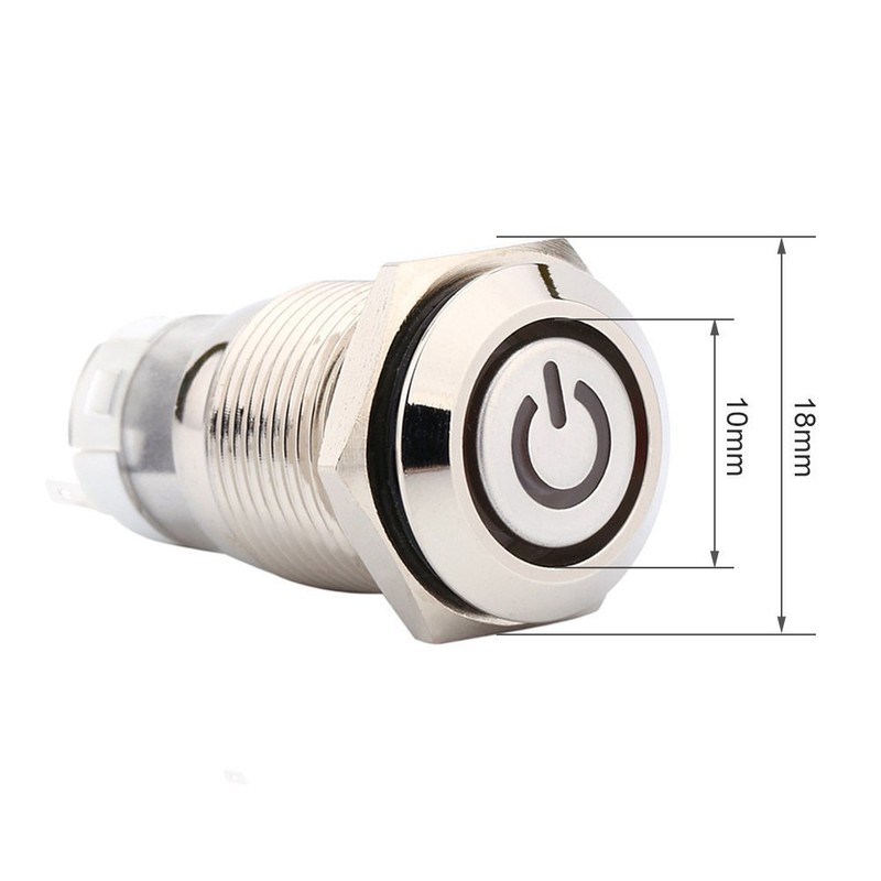 16mm Stainless Steel LED Latching Push Button Switch Waterproof On/Off