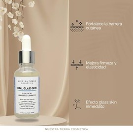 Nuestra Tierra Cosmética Opal Glass Skin Suero Facial Hidratante e Iluminador, Ácido Hialurónico 8D, Ácido Poliláctico, Exosomas Azules, Snap-8, NAD+ y GABA, 35ml
