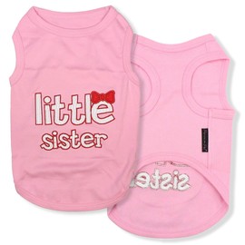 Parisian Pet Dog Cat Clothes Tee Shirts Little Sister T-Shirt, L