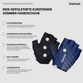 GripGrab Ride Beginners Short Finger Summer Cycling Gloves Padded Shock Absorbing Fingerless Cycling Gloves