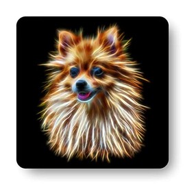 Fractal Artworks Pomeranian Coaster with Fractal Art Design #1-2. Perfect Dog Owner Gift.