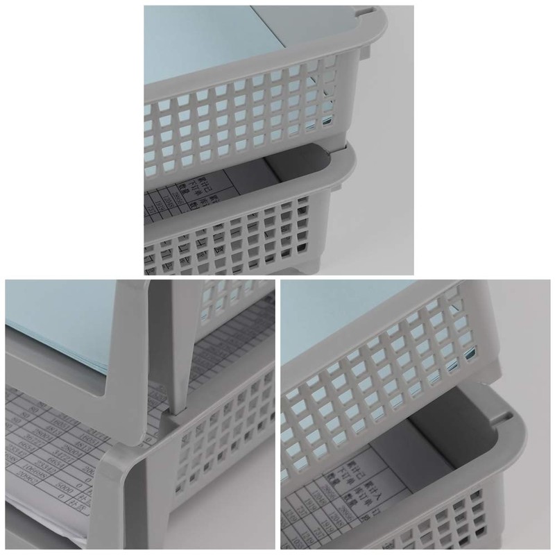 HOMMP 6-Pack Gray Plastic Stackable File Paper Storage Tray Basket