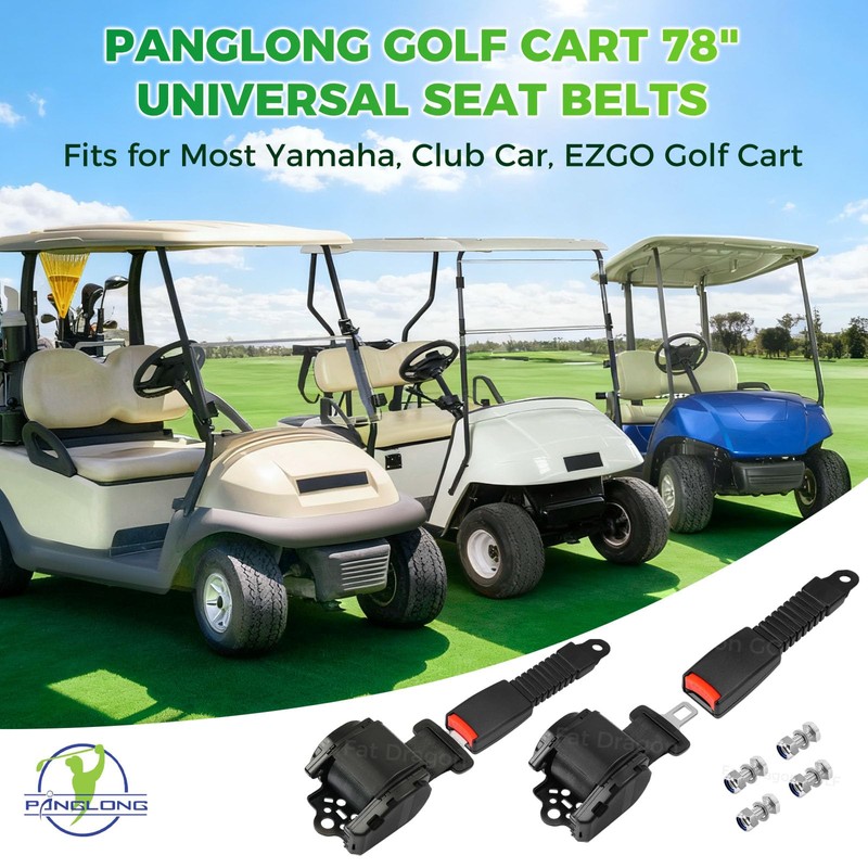 78" Golf Cart Retractable Seatbelts, Universal Seat Belts for Yamaha,