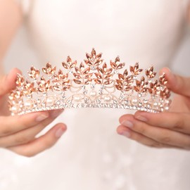 Wekicici Tiara de cristal, diadema de cristal para reina princesa, corona de diamantes de imitación, corona de desfile, diadema de novia, novia, boda, graduación, fiesta de cumpleaños, accesorios para el cabello para mujeres y niñas (estilo 1)