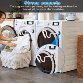 VOBOR Front Loader Washing Machine Door Support, Magnetic Flexible Washing Machine Door Stopper Holder and Universal Hold Washing Machine Dryer Door Open Support for Most Prevents (White)