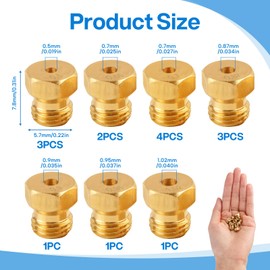 15 Stück Universal-Butangasdüse, Umrüstsatz für LPG für Gasherd, Herd und Kochfeld Flasche Düse Brenner, 0.5-0.65-0.7-0.80-0.87-0.90-0.95-1.02