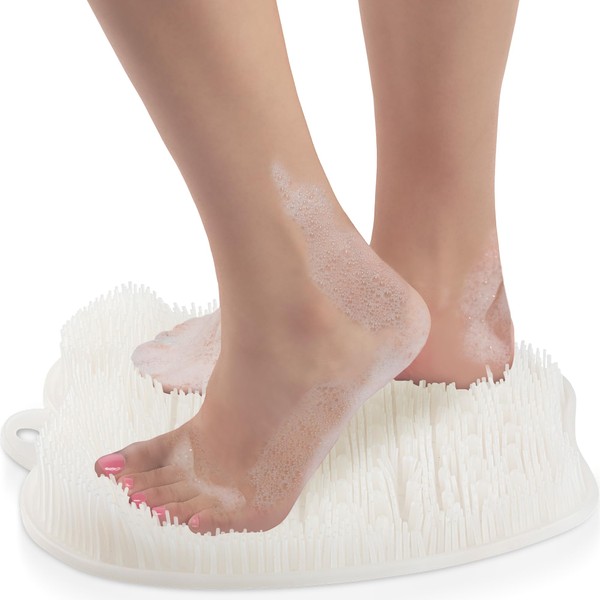 Masajeador de pies de ducha y limpiador – mejora la circulación de pies y reduce el dolor de pies, Transparente