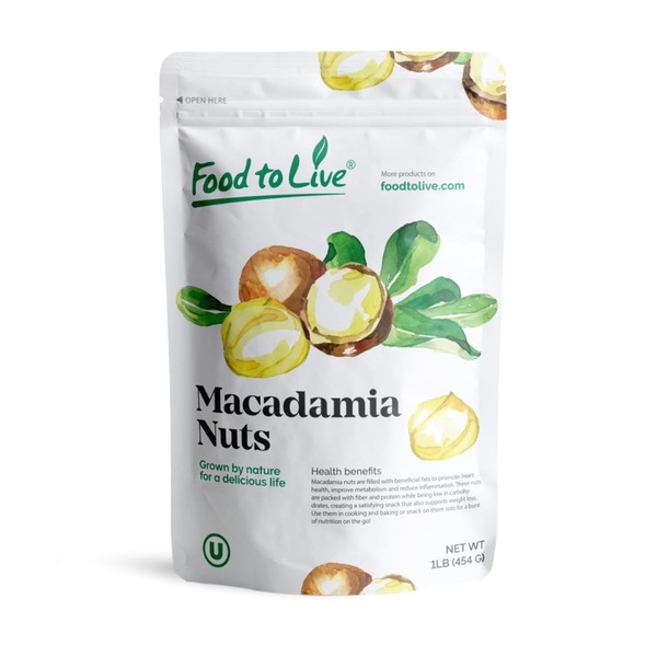 Macadamia Nut Halves & Pieces, 1 Pound – Raw, Shelled, Unsalted, Kosher, Vegan, Bulk. Keto Snack. Good Source of Healthy Fats. Great for Baking, and as Topping for Salads, Yogurt.