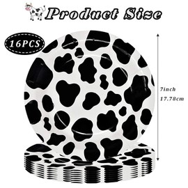 16Pcs Cow Print Party Paper Plates 7" Jungle Animals Round Dinner Plates Cow Texture Theme Party Plates for Baby Shower Kids Jungle Safari Zoo Animal Theme Birthday Party Decorations