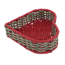 OHPHCALL Handwoven Heart Shaped Storage Basket Cute Romantic Woven Snack Basket Versatile Decor for Living Bedroom Imitation Rattan Design for Organizing Fruits
