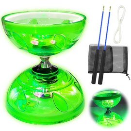 KUWUNG Diabolo Freewheel with Ball Bearing, Triple Storage Set, 4.5 mm Diabolo Luminous in the Dark Leisure Sports Children Juggling Toy with Handsticks for Children and Adults
