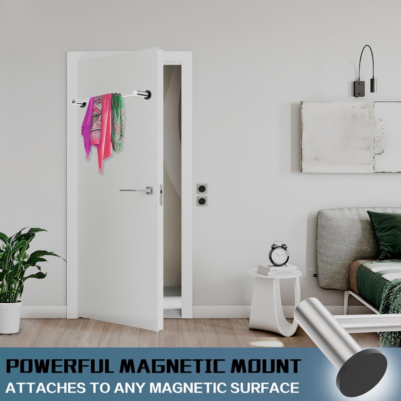 ULIBERMAGNET Magnetic Towel Holder,1 Set Magnetic Towel Rail Silver with