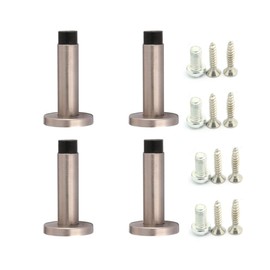 NUZAMAS 4 x Chrome Silver Heavy Duty 304 Stainless Steel Brushed Wall Mounted Door Stop