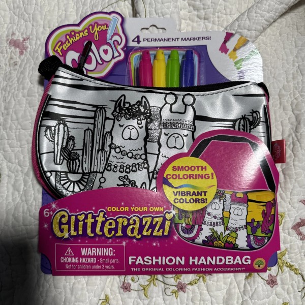 Peachtree Playthings Mine to Color Glitterazzi Fashion Handbag Llamas New