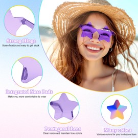NACHLYNN 6 Pcs Pentagram Glasses Purple Rimless Star Shaped Sunglasses Transparent Sunglasses for Party Costumes Cosplay