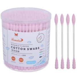 HOMEFOX Black Cotton Swabs Spiral Pointed - 200 Count Organic Cotton Buds Charcoal Gothic Double Side Tightly Wrapped Precision Cotton Tips Paper Stick Soft Gentle Lint-Free, Spiral & Pointy (Black)