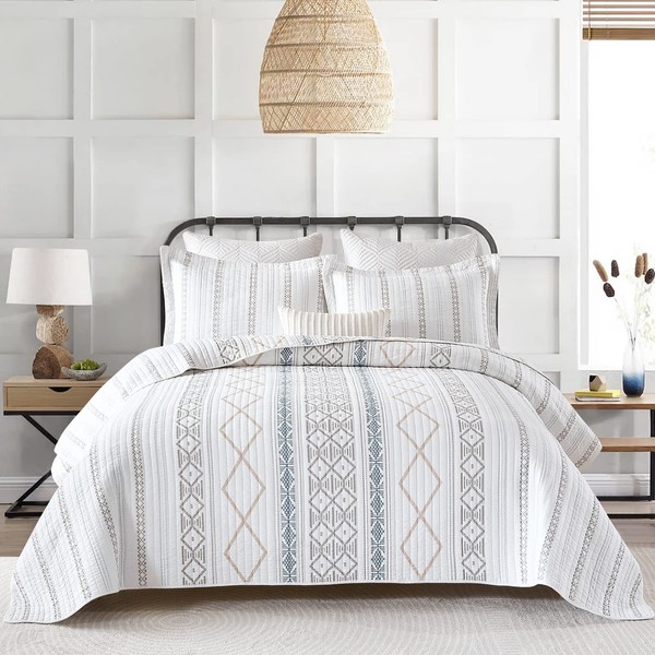 DUOHONG Quilt King Size, 100% Cotton King Quilt Bedding Set,