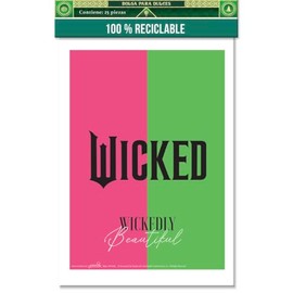 GRANMARK Bolsas para dulces fiesta temática de WICKED, (50 pzas), plástico, Bolsitas dulceras, Bolsitas para recuerdos de fiesta, Artículos para fiesta temática WICKED, 100% Reciclable