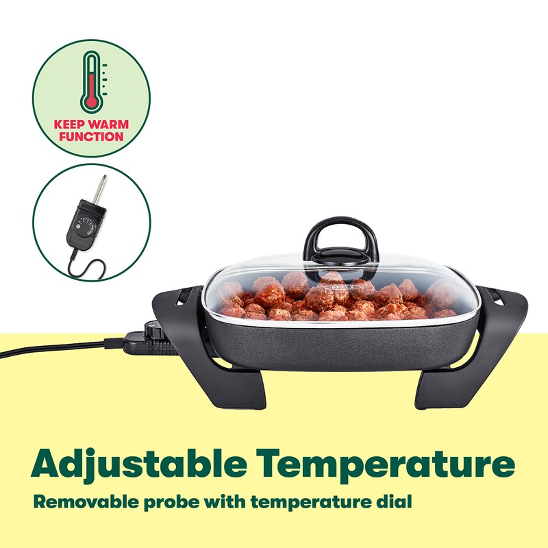 bella Electric Skillet and Frying Pan with Glass Lid, Nonstick