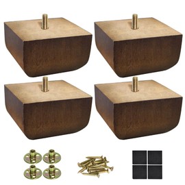 AORYVIC Sofa Legs Square Bed Feet 2 inch Wood Replacement Leg for Furniture Set of 4, Dark Brown