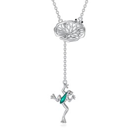 Frog Necklace for Women Sterling Silver Adjustable Lariat Frog Pendant Y Necklace Jewelry Gifts for Women