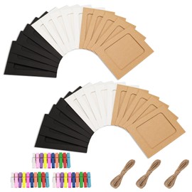 Sekonow 30pcs Paper Picture Frames 4x6, Cardboard Photo Frames, Hanging Picture Frames Photo String with Clips for Banner Wall Photo Garland Display, 4x6
