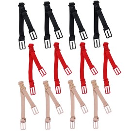 Quesuc Pack of 12 Women's Elastic Bra Strap Clips Adjustable Non-Slip Bra Strap Holder, Black, Red, Flesh-Coloured, Non Slip Bra Shoulder Strap Adjustable Strap Holder Elastic, multicoloured