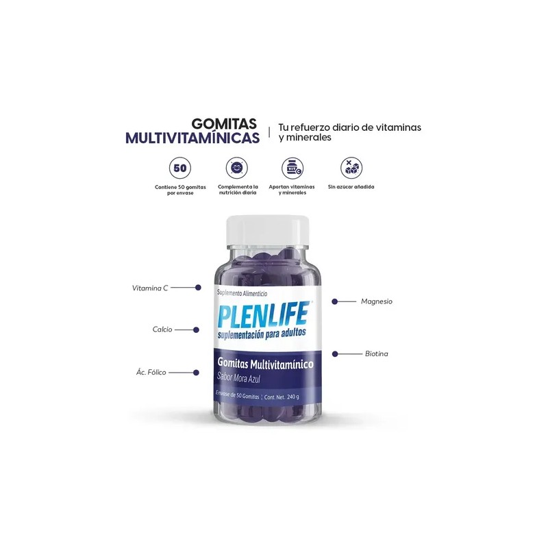 Gomitas Multivitamínico Adulto Plenlife 240g Dif. Sabor Sabor Mora azul