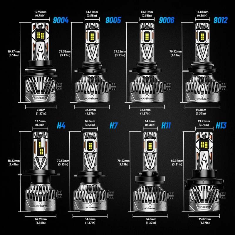 NOVSIGHT 9005 9006 LED Headlight Bulbs Combo 4 60000LM 260W