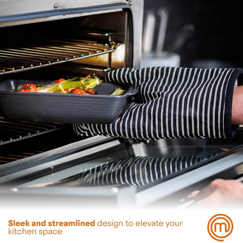 MasterChef Oven Mitts Heat Resistant, Set of 2 Baking Gloves,