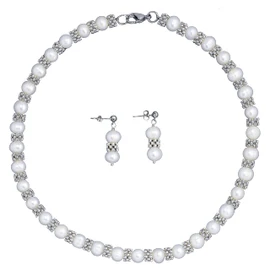 Anthony Vincent Regalo Moda Collar y Aretes Blanco. Súper acomodo al Cuello - Excelente opción de Regalos para Mujer! - Regalo para Mujer - Joyeria para Mujer - Juego para Mujer