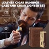 Scotte Cigar Humidor Box, Cigar Lighter Cedar Wood Lined Leather