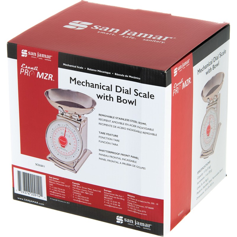 San Jamar Escali Stainless Steel Mechanical Dial Scale with Bowl,