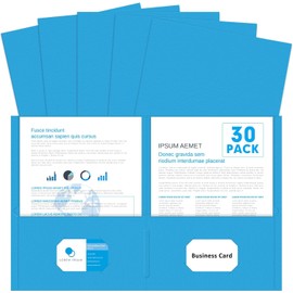 Olisco 30-Pack Two Pocket Folders - Letter Size, Durable File Folder for School, Office, Home & Business - Heavy-Duty Paper Organizers with Double Pockets (Blue)