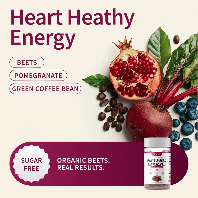 Nitric Oxide Gummies – Beetroot 300mg with Pomegranate for Circulation,