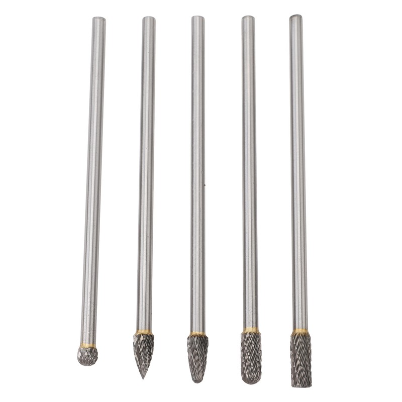 5pcs Rotary Tool Carbide Burr Set 150mm Double Grain Long