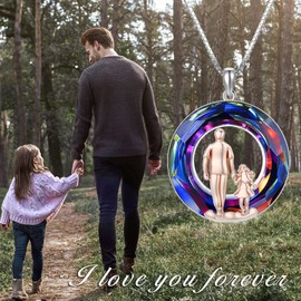 PROESS Daughter Necklace from Dad Mom Volcano Crystal Necklace S925 Sterling Silver Pendant Jewelry Gift(Father Daughter Necklace-Volcano Crystal)