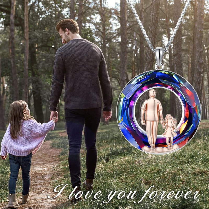 PROESS Daughter Necklace from Dad Mom Volcano Crystal Necklace S925