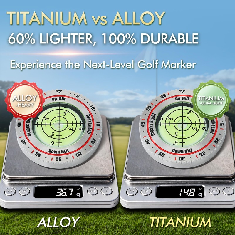 Titanium Steel Golf Green Reader with Genuine Leather Case -