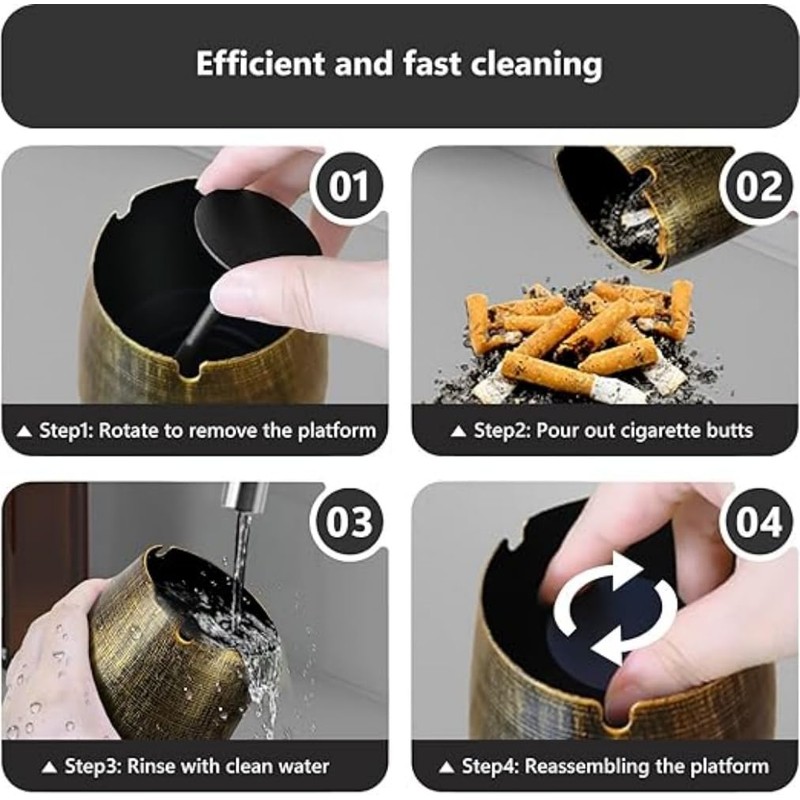 Outdoor Cigar Ashtray with Lid, 4 Holder Design, Windproof, Retro