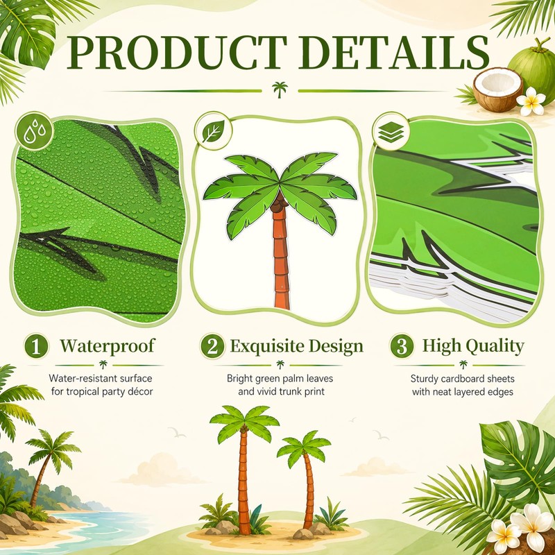 Dunzoom 4 Pack Jointed Palm Trees, Cardstock Paper Palm Tree