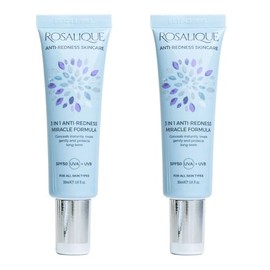 Rosalique 3 in 1 Anti-Redness Miracle Formula Colour Corrector SPF50 for Hypersensitive and Redness Prone Skin, Suitable for All Skin Types Value Bundle (2 x 30ml Pack)